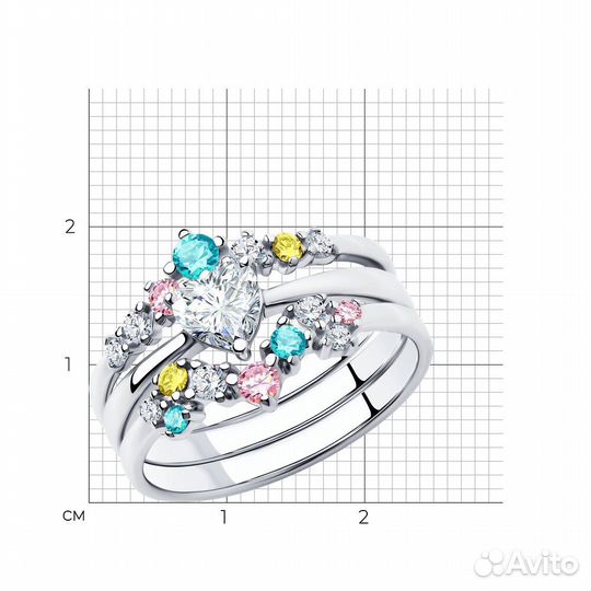 Серебряное Кольцо с камнями неделька