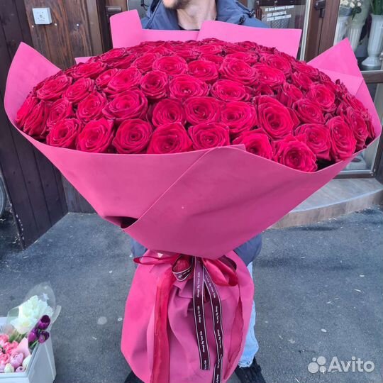 Букет гигант крупные высокие роза 51 101 роза