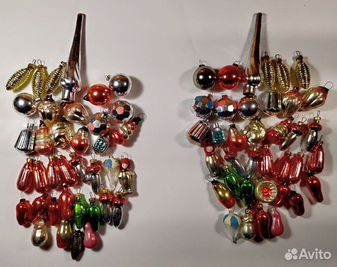 Набор ёлочных игрушек Малютка стекло. СССР