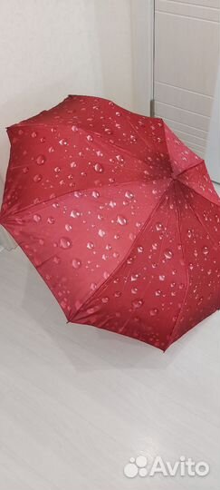 Новый зонт полуавтомат бордово-красный с каплями