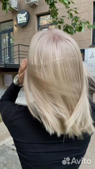 Модель на airtouch, тотал блонд, выход с черного