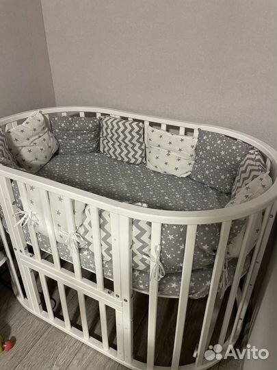 Детская кроватка трансформер круглая