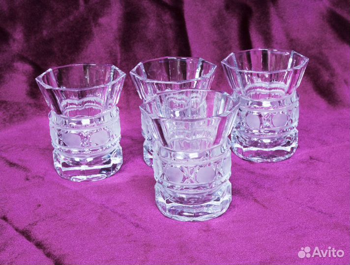 Набор рюмки стопки Фигурные 4 шт, хрусталь, высот