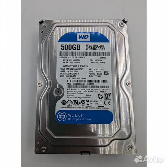 Жесткий диск WD5000aakx, WD, 500 Гб, SATA, 3.5