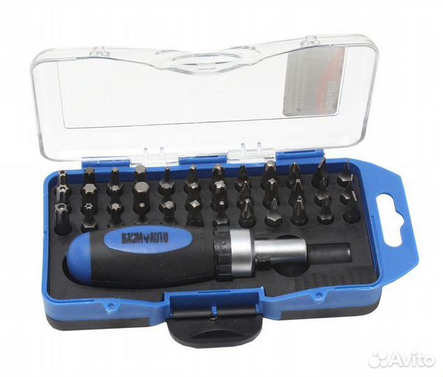 Отвертка короткая реверсивная с комплектом бит (36