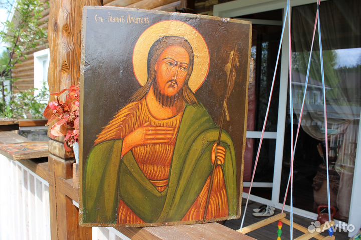 Старинная икона Иоанн Предтеча 45*36 темпера