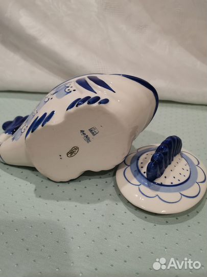 Гжель сахарница рыба
