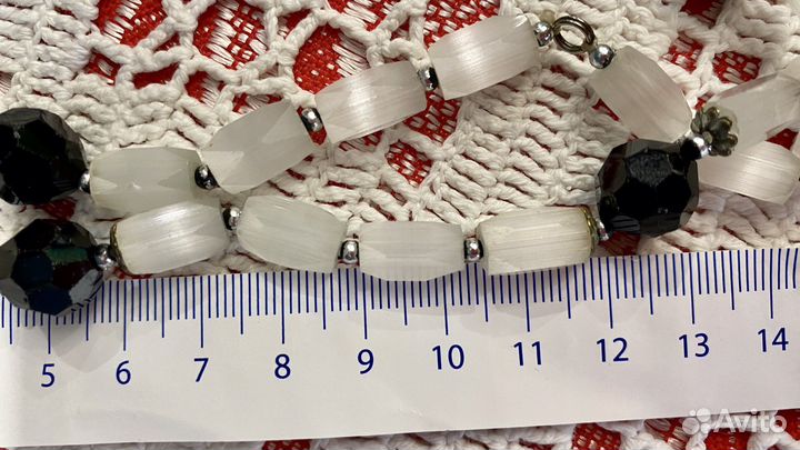 Сатиновые бусы Чехия 77см винтаж