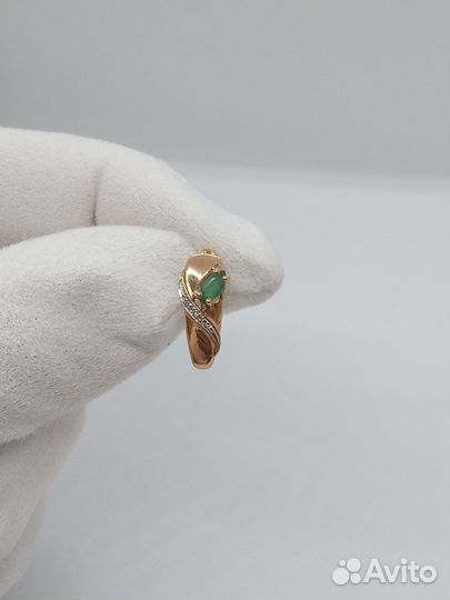 Серьги с природным камнем Золото