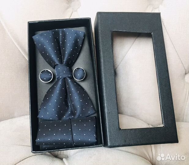 Бабочка, запонки, платочек