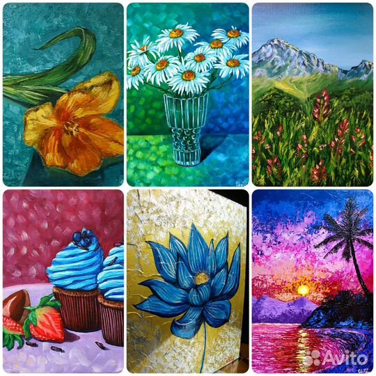 Картины маслом акрилом на холсте