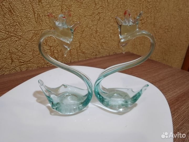 Сувенир пара стеклянных лебедей СССР