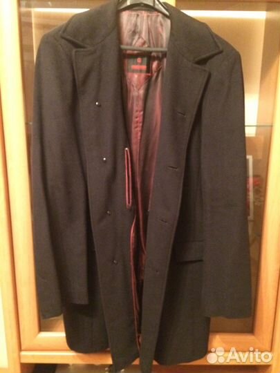 Муж. весенне-осеннее шерстяное пальто б/у, 48-50