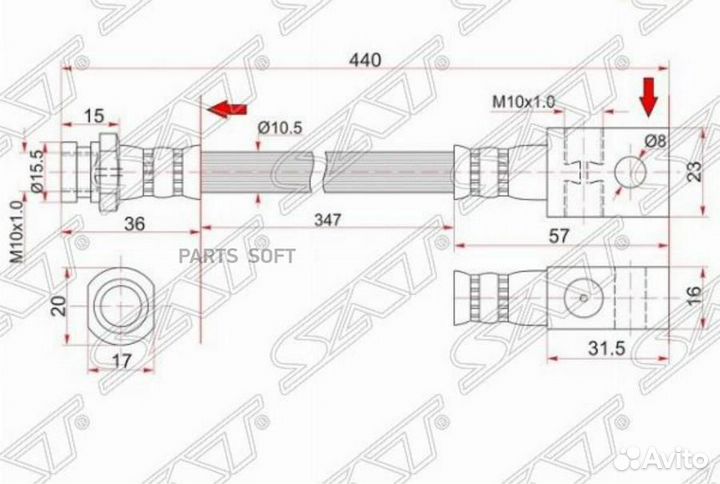 SAT ST-46210-02J00 Шланг тормозной задний (Таиланд