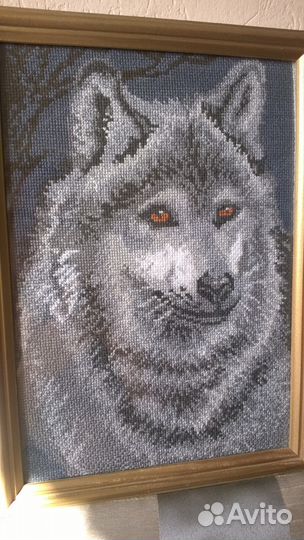 Волк. вышивка крестом