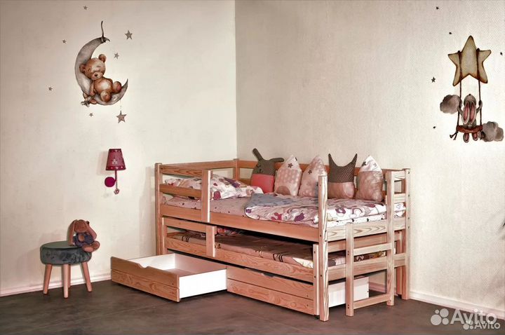 Детская кровать на 2 детей, все размеры. Модели на