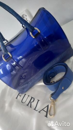 Сумка furla candy bag, ремень, синяя оригинал