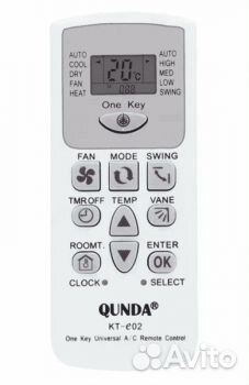 Пульт универсальный для кондиционеров Qunda KT-E02