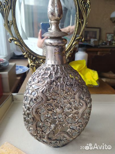 Штоф бутылка с оплеткой мельхиор