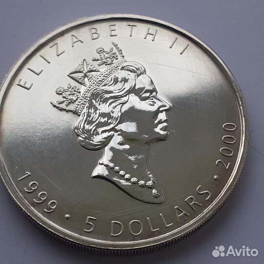 Канада,Редкая.5 дол.с двойной датировкой.1999-2000