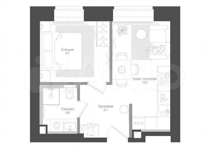 1-к. квартира, 34,6 м², 9/39 эт.