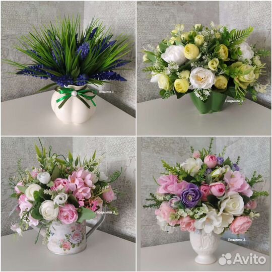 Топиарий и композиция из искусственных цветов