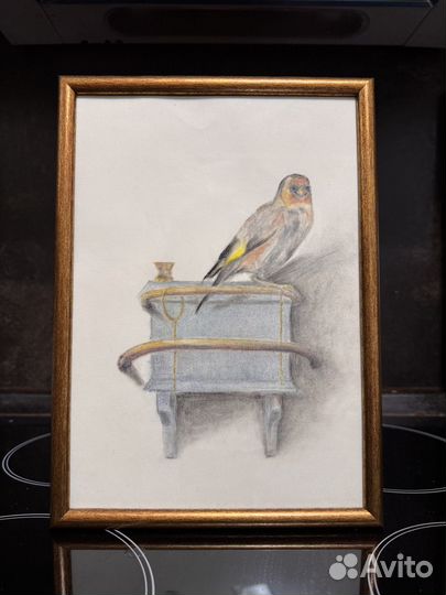 Щегол, пастель