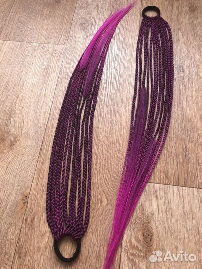 Хвост на резинке из косичек/ афрорезинка