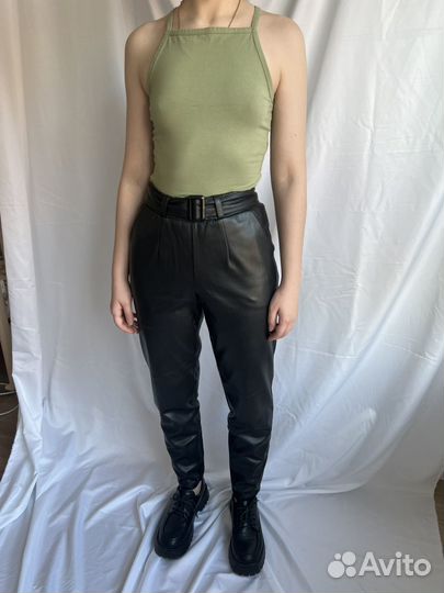 Брюки кожаные женские прямые