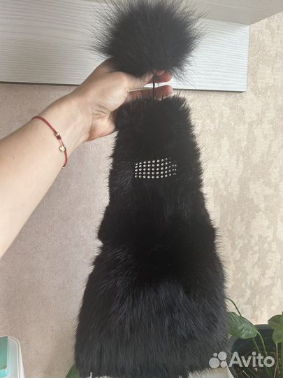 Шапка норковая черная