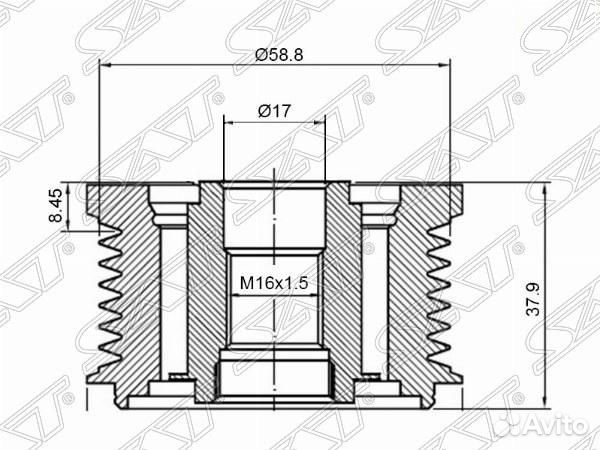 Шкив генератора ford transit 2,2D 06/toyota hilux 2,5/3,0D 05