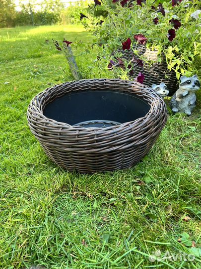 Кашпо вазоны для цветов из искуственного ротанга