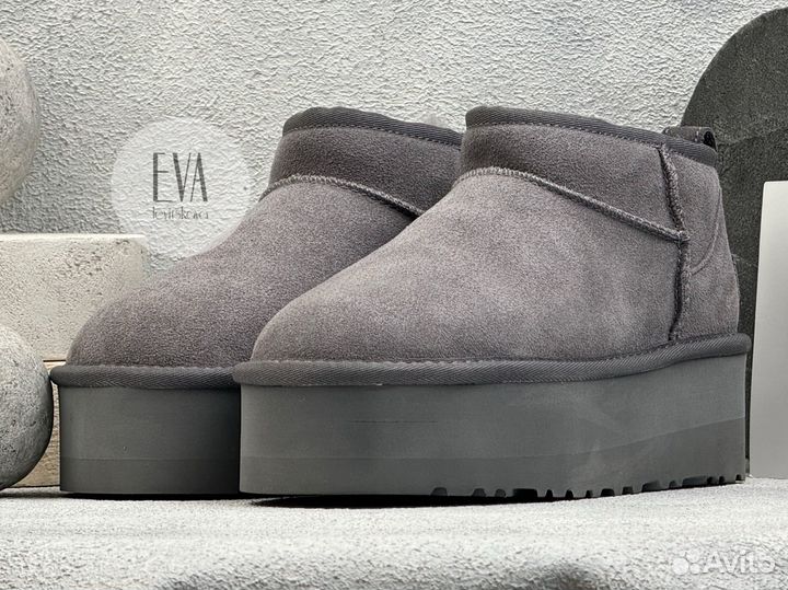 Угги женские на платформе Ugg Ultra Mini Grey