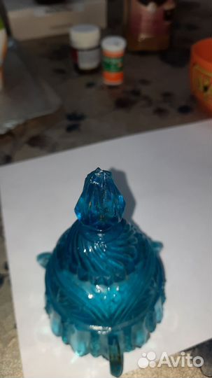 Лампадка старинная купоросное стекло