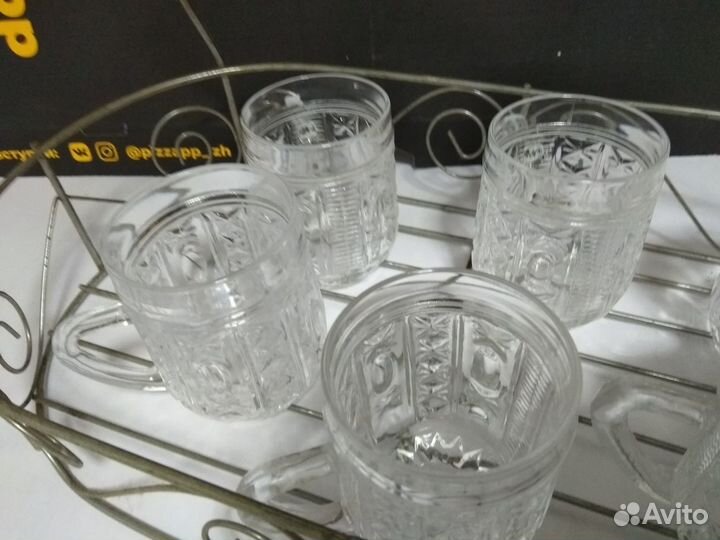 Набор корзина хрустальные кружки для глинтвейна