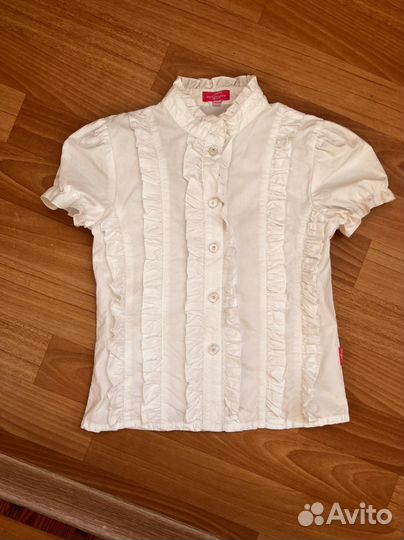 Блузка белая для девочек 128