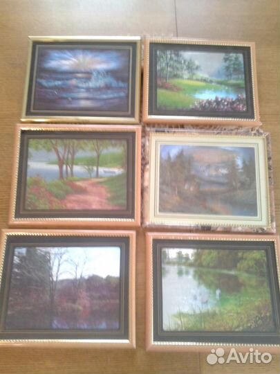 Картины с янтарем, натуральн. камнями и шелкографи