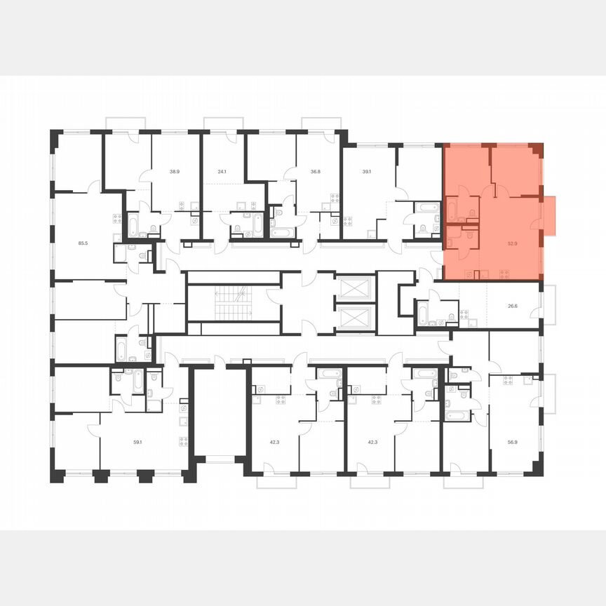 2-к. квартира, 52,9 м², 9/14 эт.