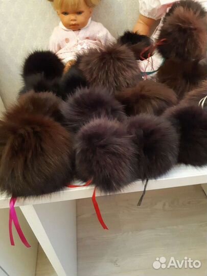 Помпоны натуральный мех