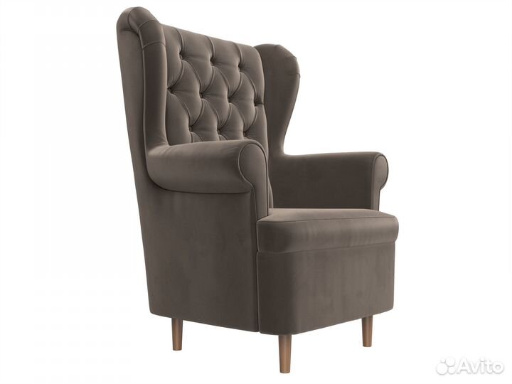 Кресло Торин Люкс, велюр, коричневый. Москва и мо