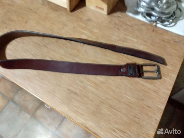 Мужской кожаный ремень коричневый, 120см