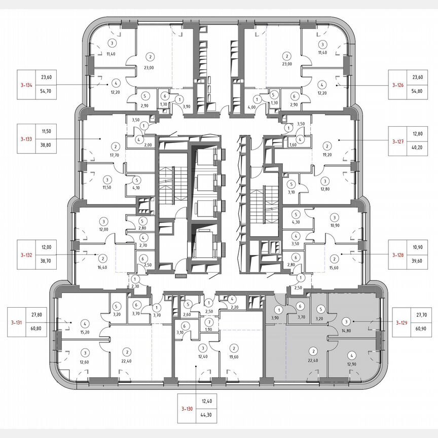 2-к. квартира, 59,7 м², 17/53 эт.