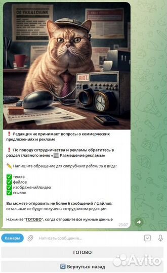 Telegram чат-бот для продажи рекламы и услуг