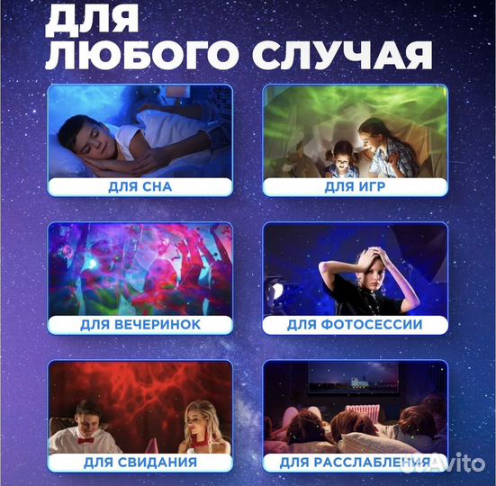 Ночник детский, светильник-проектор звёздного неба
