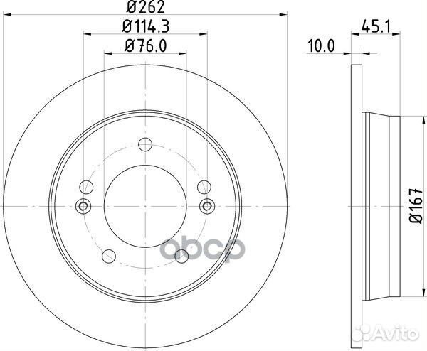 Диск тормозной задний 262x10 5 отв. с покрыти