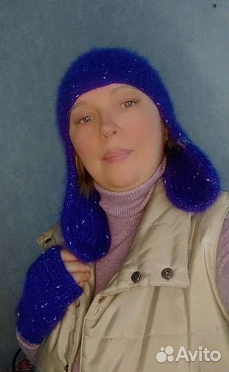 Шапка с ушками + Митенки