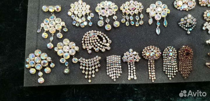 Брошь, клипсы винтаж СССР aurora borealis