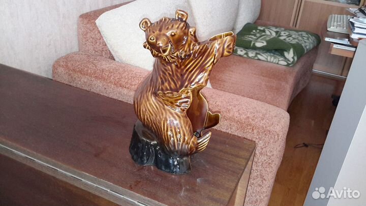 Керамика, медведь сувенир, бутылкодержатель