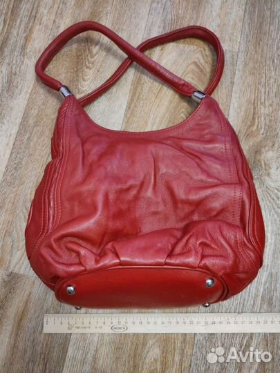 Сумка натуральная кожа красная
