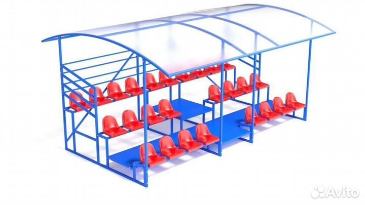 Трибуна с навесом, с ограждением, 3-х рядная A13